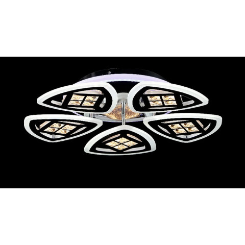 Люстра стельова LED Splendid Ray LK29023A/5+1, 172W, хром, білий, сучасний стиль з пультом, димер