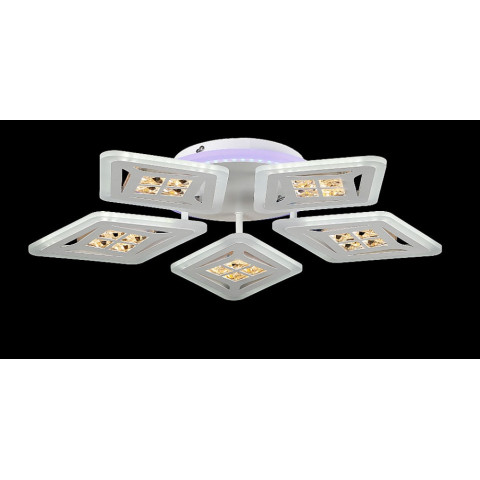 Люстра стельова LED Splendid Ray LK28925/5+1, 6 ламп, 55 см, білий акрил, сучасний стиль з пультом та димером