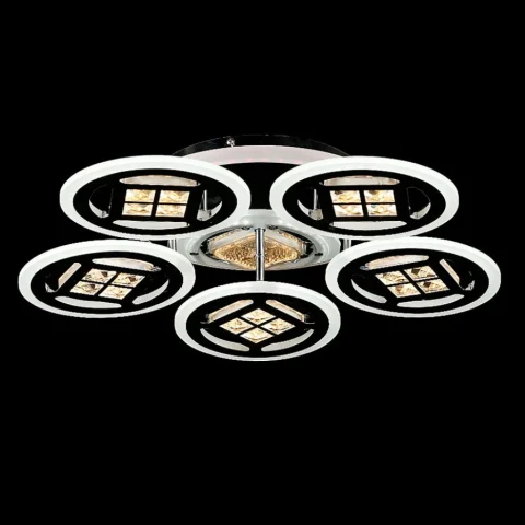 Люстра стельова LED Splendid Ray LK28979/5+1, 6 ламп, хром, білий, 52 см, димер