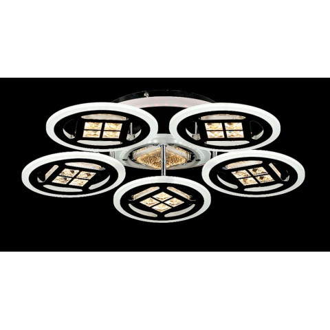 Люстра стельова LED Splendid Ray LK28979/5+1, 6 ламп, хром, білий, 52 см, сучасний стиль, димер