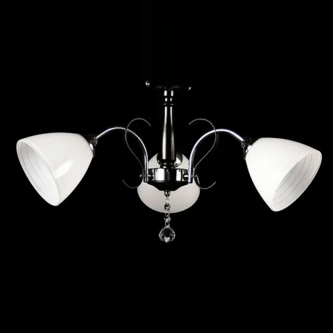 Потолочная люстра Splendid Ray L6036/3 (CR+BLK), 3 лампы, металл, стекло, хром, черный, белый, 57 см
