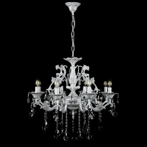 Люстра-свеча LED Splendid Ray L5235/8, 8 ламп, белый, серебристый, хрусталь, высота 80–110 см