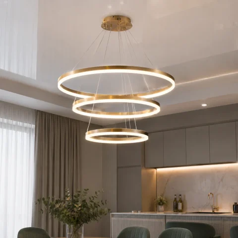 Подвесная LED-люстра Splendid Ray LF2557/3 LED (GD) золотая с димером и пультом