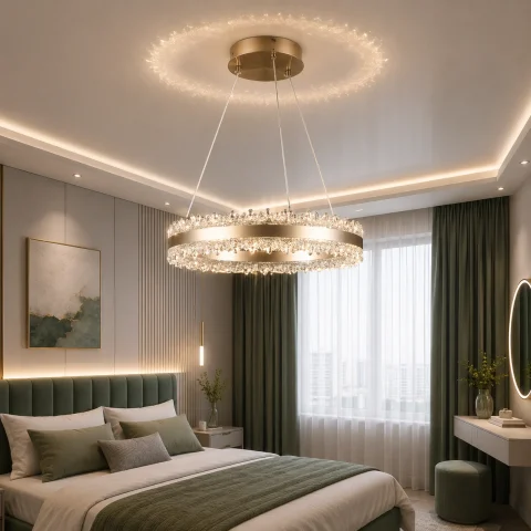Підвісна світлодіодна люстра Splendid Ray LT9890/1 LED MK CF з декоративним кільцем і регулюванням висоти Підвісна світлодіодна люстра Splendid Ray LT9890/1 LED MK CF з декоративним кільцем і регулюванням висоти