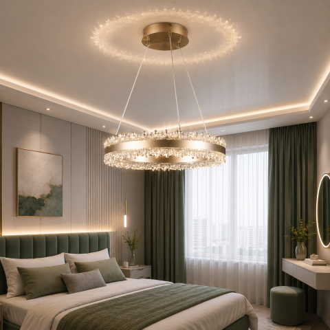 Підвісна світлодіодна люстра Splendid Ray LT9890/1 LED MK CF з декоративним кільцем і регулюванням висоти Підвісна світлодіодна люстра Splendid Ray LT9890/1 LED MK CF з декоративним кільцем і регулюванням висоти