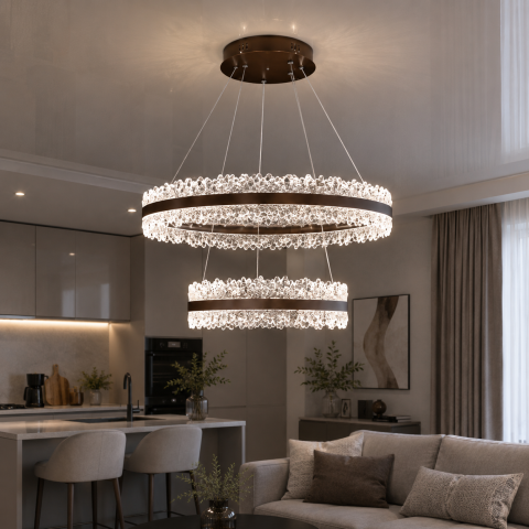 Світлодіодна люстра Splendid Ray LT9890/2 LED кава-біла з пультом і димером 288W