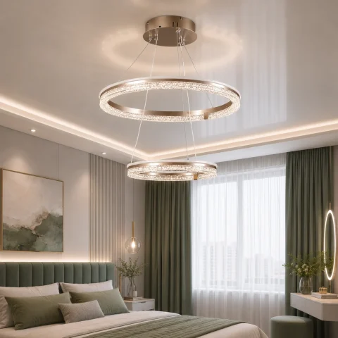 Підвісна світлодіодна люстра Splendid Ray LF9841/2 LED MK CF з кільцевим дизайном і димером Підвісна світлодіодна люстра Splendid Ray LF9841/2 LED MK CF з кільцевим дизайном і димером
