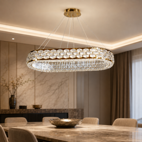 Світлодіодна підвісна кришталева люстра Artlight 3042-800x300LGD овальної форми, 83W