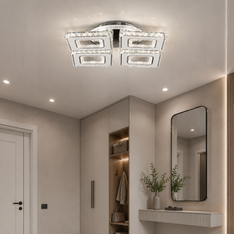 Кришталева LED люстра Splendid Ray Lk2370/4 LED WT хром 200W з пультом