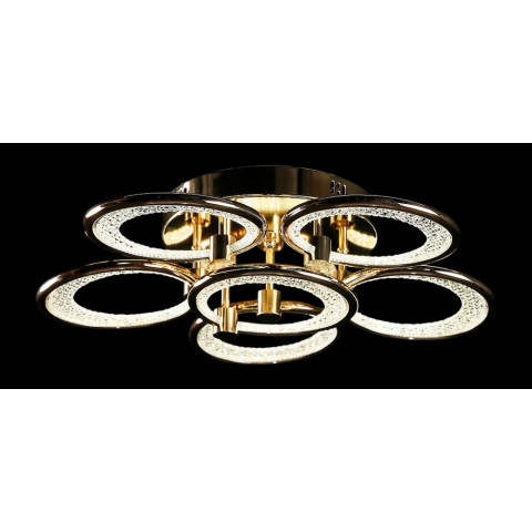 Люстра стельова LED Splendid Ray LT98120/5+1, 144W, золото, білий, сучасний стиль з пультом, димер