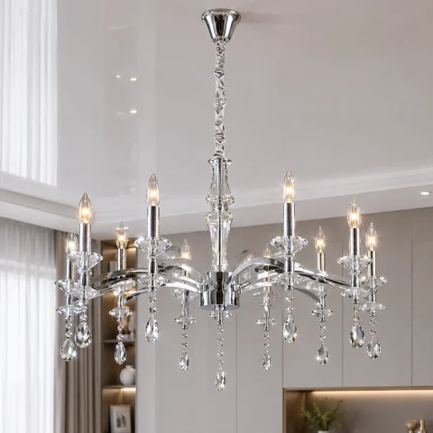 Кришталева люстра зі свічками Splendid Ray L9042/10 (Silver), діаметр 90 см