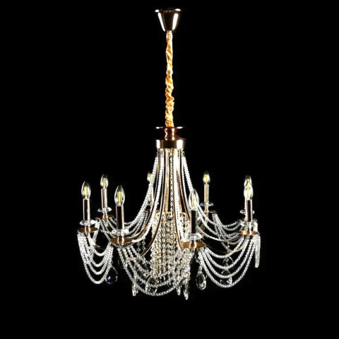 Розкішна підвісна кришталева люстра Splendid Ray L6008/8 (SGD) — золото, 8 ×E14, діаметр 75 см, від 14 до 22 м2