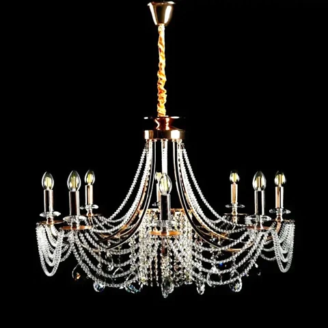 Підвісна кришталева люстра Splendid Ray L6008/10 (SGD) — золото, 10×E14, діаметр 85 см