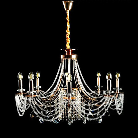 Розкішна підвісна кришталева люстра Splendid Ray L6008/10 (SGD) — золото, 10×E14, діаметр 85 см, від 18 до 28 м2