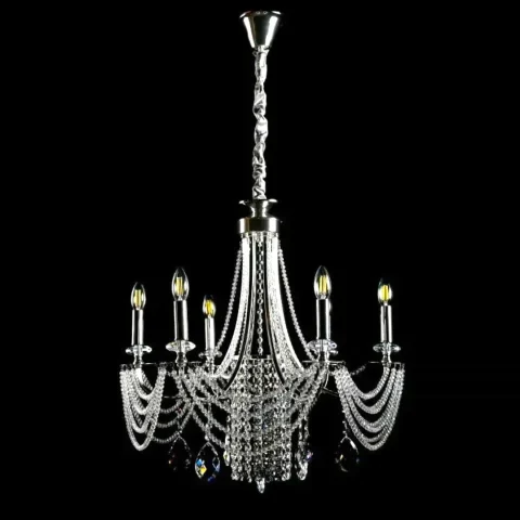 Сучасна підвісна кришталева люстра Splendid Ray L6008/6 (SILVER) — хром, 6×E14, діаметр 65 см