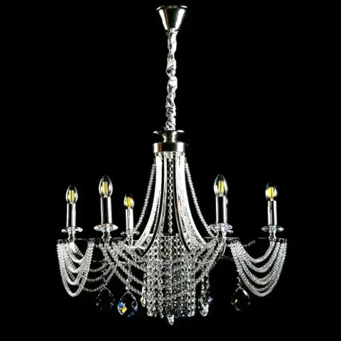 Підвісна кришталева люстра Splendid Ray L6008/8 (SILVER) — хром, 8×E14, діаметр 75 см, висота 68–110 см