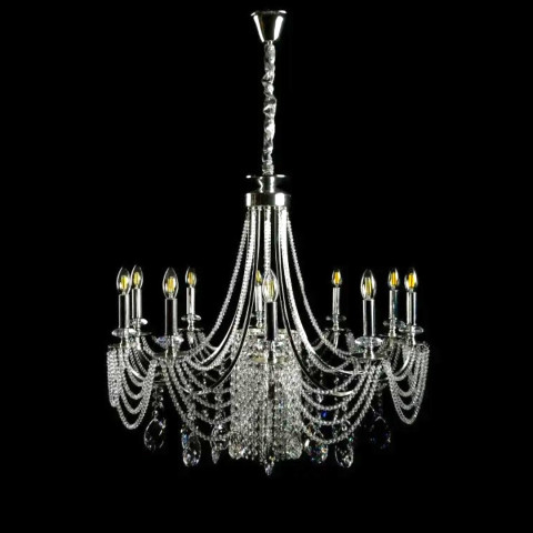 Ефектна підвісна кришталева люстра Splendid Ray L6008/10 (SILVER) — хром, 10×E14, діаметр 85 см, від 18 до 28 м2