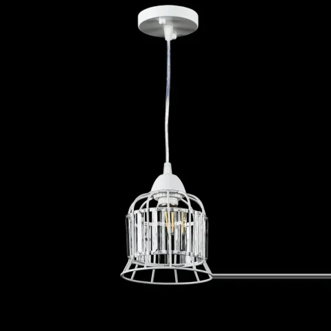 Стельова люстра E27 Splendid Ray L1261/1 (WT), 1 лампа, регульована висота 22–55 см, білий метал, скло Стельова люстра E27 Splendid Ray L1261/1 (WT), 1 лампа, регульована висота 22–55 см, білий метал, скло
