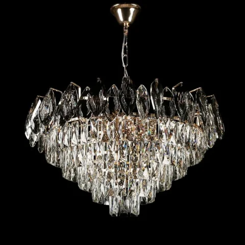 Люстра кришталева Splendid Ray L2463/600/10, 10 ламп, E14, золото/білий, сучасний стиль, регульована висота 45–75 см