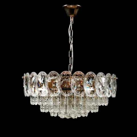 Люстра кришталева Splendid Ray L8555/400/6, 6 ламп, висота 35–65 см, діаметр 41 см, золото, білий