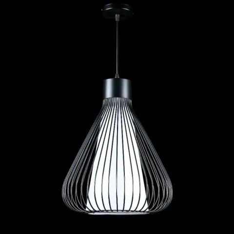 Подвесная люстра Splendid Ray L10/1, E27, регулируемая, 1 лампа, 50–110 см, черный/белый, металл/стекло