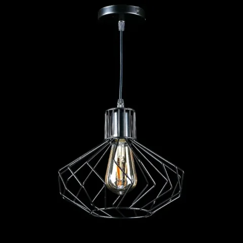 Подвесная потолочная люстра Splendid Ray L537/1S, E27, регулируемая, черный металл, диаметр 25 см, высота 30–110 см