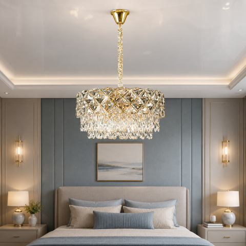 Розкішна кришталева люстра Splendid Ray L93304/500/8 (SGD) E14 на 8 ламп до 20 м2 золото