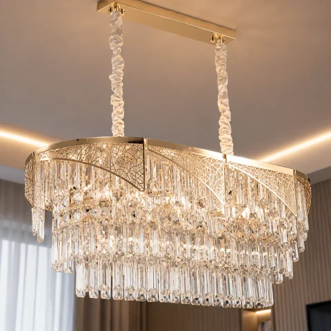 Кришталева люстра Splendid Ray L93033/L850*W350/11 (SGD) золото, 11 ламп E14
