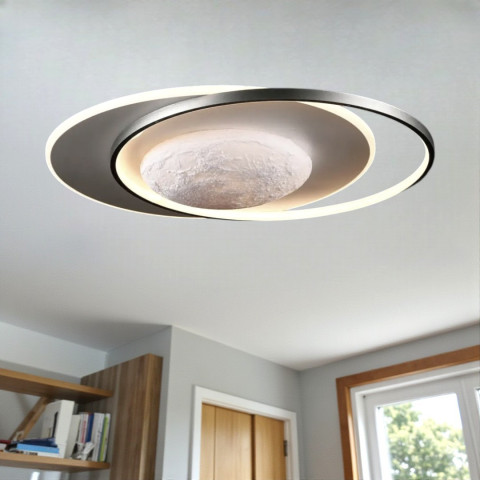 Сучасна стельова LED-люстра Splendid Ray L2907/580/2+1 LED (WHITE+GREY) — білий/сірий, 144 Вт, діаметр 58 см, від 14 до 20 м²