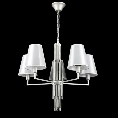 Люстра з абажурами Splendid Ray L89338/5, 5 ламп, E14, білий та срібло (метал та тканина)