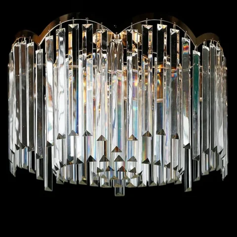 Кришталева люстра Splendid Ray LGH90351/7 (FGD) стельова золотого кольору з каскадом кришталевих підвісів