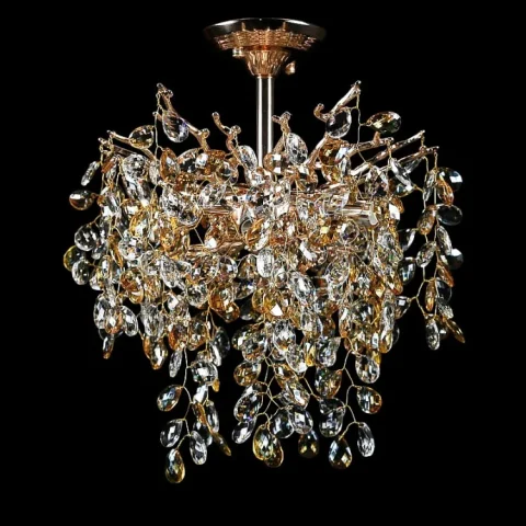 Люстра кришталева Splendid Ray LC33025/380/5 (GD), 5 ламп, золото/білий/коричневий