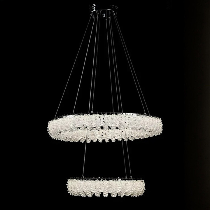 Двоярусна підвісна кришталева люстра L33038/600+400/2 LED (CH) — хром, 182 Вт, діаметр 60 см, від 16 до 25 м2 Двоярусна підвісна кришталева люстра L33038/600+400/2 LED (CH) — хром, 182 Вт, діаметр 60 см, від 16 до 25 м2