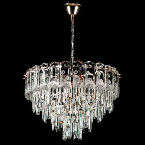 Люстра кришталева Splendid Ray L2466/600/10 (SG), 10 ламп, золото/білий, висота 50–85 см, діаметр 60 см