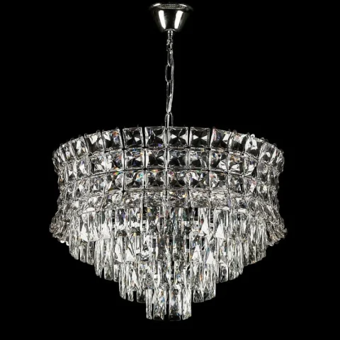 Люстра кришталева Splendid Ray L2462/500/8A, 8 ламп, Е14, хром/білий (висота 45–75 см, діаметр 51 см)