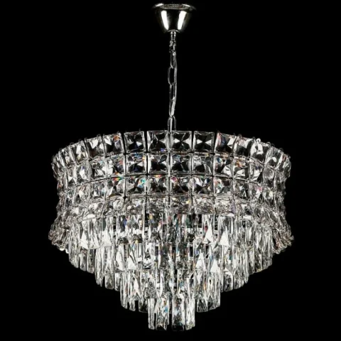 Люстра кришталева Splendid Ray L2462/800/14A, 14 ламп, хром/білий, висота 55–95 см, діаметр 80 см