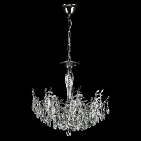 Люстра кришталева Splendid Ray L2474/6A, 6 ламп, E14, хром/білий, регульована висота 55–85 см