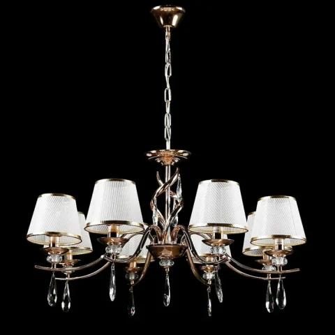 Люстра з абажурами Splendid Ray LRAM2378/8, E14, 8 ламп, золото/білий, сучасний стиль