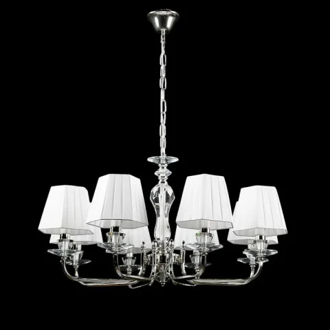 Люстра з абажурами Splendid Ray L89339/8, 8 ламп, E14, хром, білий, 55-90 см