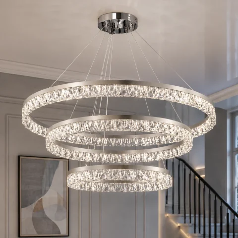 Люстра стельова LED Splendid Ray L133/800+600+400/3, 100W, хром, чорний Люстра стельова LED Splendid Ray L133/800+600+400/3, 100W, хром, чорний