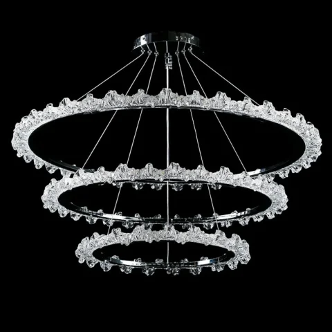 Люстра стельова LED Splendid Ray L115/800+600+400/3, хром, білий, регульована висота, 80 см, сучасний стиль Люстра стельова LED Splendid Ray L115/800+600+400/3, хром, білий, регульована висота, 80 см, сучасний стиль