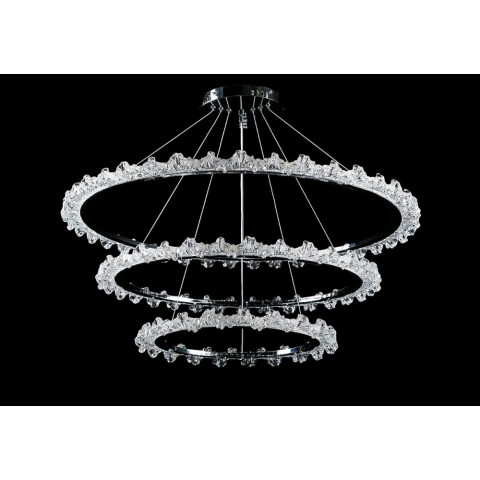 Люстра стельова LED Splendid Ray L115/800+600+400/3, хром, білий, регульована висота, 80 см, сучасний стиль