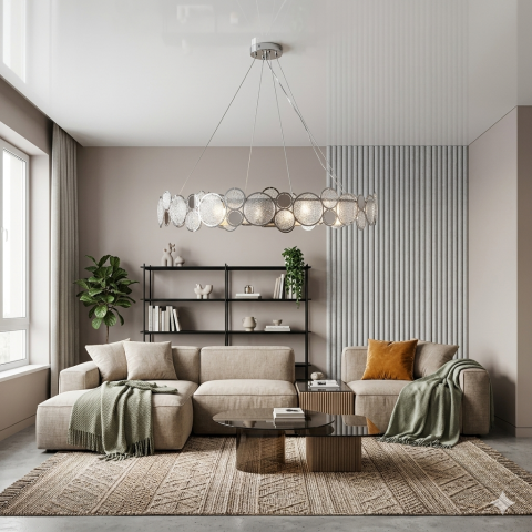 Люстра модерн Splendid Ray LK1021/760/10 CR хром біла 76 см на 10 ламп E14