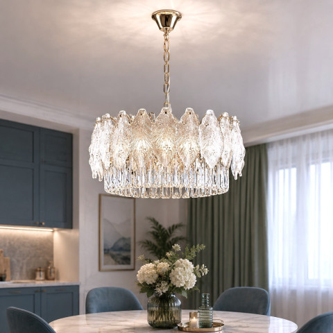 Підвісна кришталева люстра Splendid Ray LM2333/450/10 SGD у золотому кольорі для вітальні та спальні