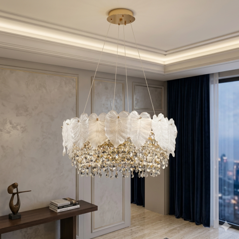 Кришталева люстра Splendid Ray LM2328/600/8 (SGD) E14 на 8 ламп до 20 м2 золото з пелюстками