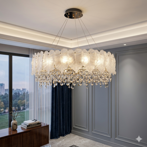 Дизайнерська кришталева люстра Splendid Ray LM2328/800/10 (SGD) E14 на 10 ламп до 25 м2 золото з пелюстками