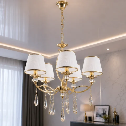 Класична люстра з абажурами Splendid Ray LRAM2376/5 (SGD), патрон E14, 60 см