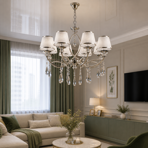 Люстра з абажурами Splendid Ray LRAM2376/8 (SL) хром, 8 ламп, Ø75 см