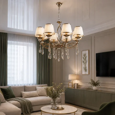 Люстра з абажурами Splendid Ray LRAM2376/8 (SGD) золото, 8 ламп, Ø75 см
