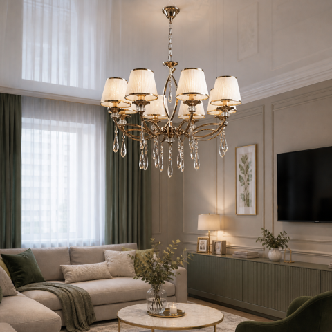 Люстра з абажурами Splendid Ray LRAM2376/8 (SGD) золото, 8 ламп, Ø75 см